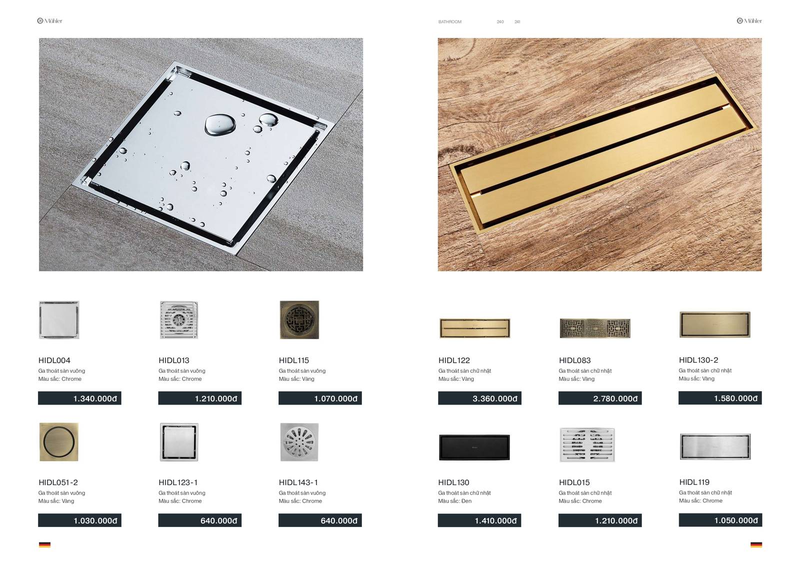 Thiết bị vệ sinh MUHLER Catalogue và Bảng giá mới nhất /Page 121